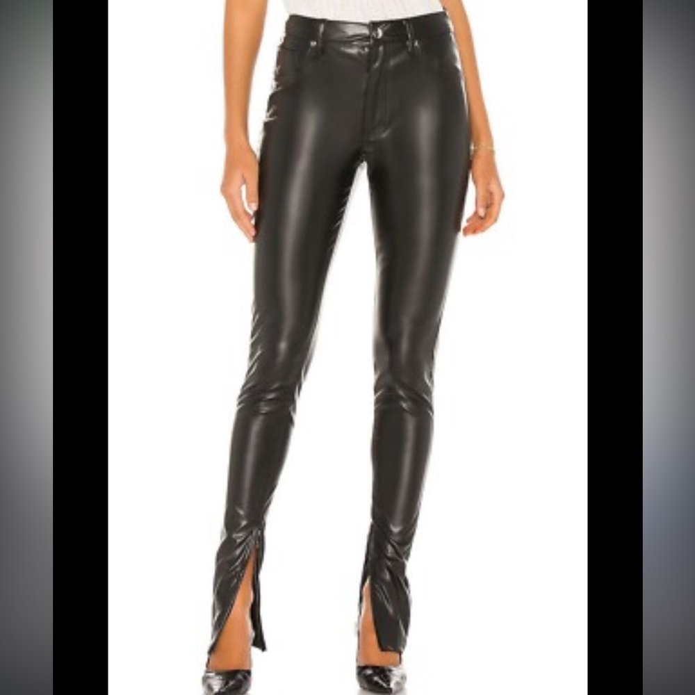 WeWoreWhat Black Vegan Leather Zip-Front Skinny Pants